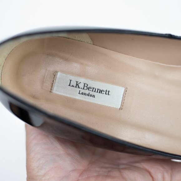L.K. Bennett Black Patent Leather Wedge Pumps Size 9 EUR 39 - Picture 11 of 12